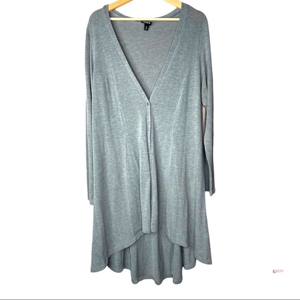 Torrid Gray Hi low Duster length button front cardigan Sz 2X excellent condition